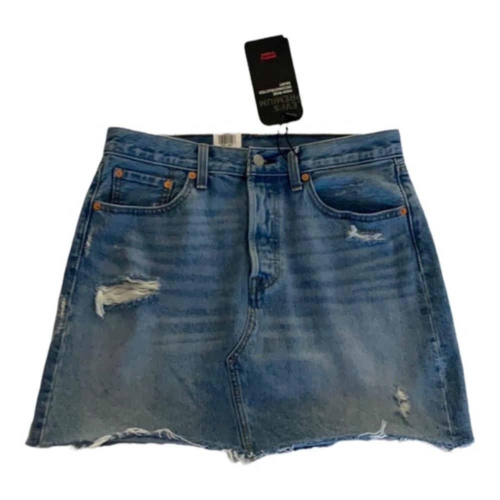 NWT Levi’s Premium High Waist Denim Cutoff Deconstructed Jean Mini Skirt